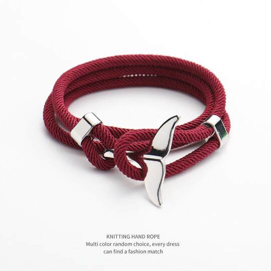 Whale Tail Bracelet for Men, Anchor Navy Bracelet for Women, ins Niche Design Braided Rope, Trendy Red Rope for Men, Simple Couple Bracelet