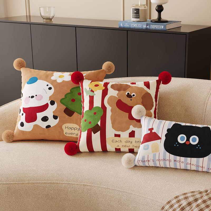 Ins Living Room Sofa Cushion Bed Sleeping Pillow Cartoon Puppy Simple Bedroom Bay Window Backrest Cushion Removable and Washable