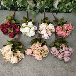 11 Heads of Polish Rose Buds for Home Decor, Wedding Photography, Artificial Rose Bouquet, Flower Wall, DIY Fake Flowers