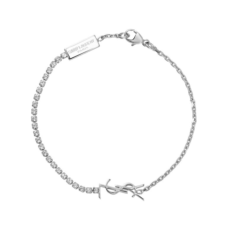Saint Laurent Ysl Letter Logo Brass Imitation Crystal Bracelet for Women Saint Laurent Ysl Letter Logo Brass Imitation Crystal Bracelet for Women