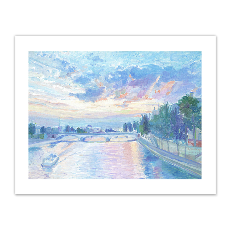 (time-limited ex-gratia) Northwestern University graduate student Guo Junpool (sunset on the River Seine) limited edition painting-Taobao
