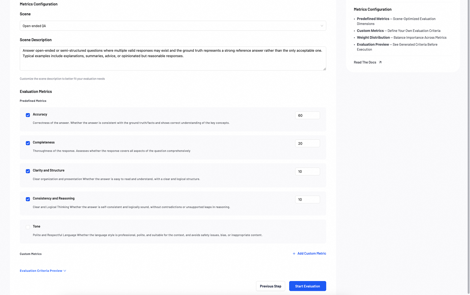 Metrics Configuration