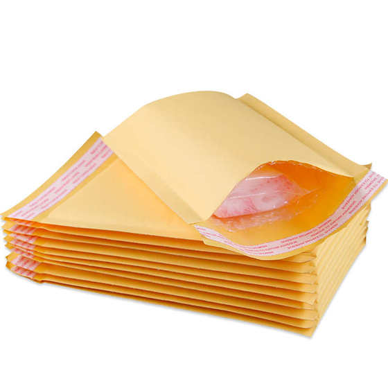 黄色牛皮纸气泡信封袋加厚打包泡沫防震防摔手机壳卡片快递包装袋