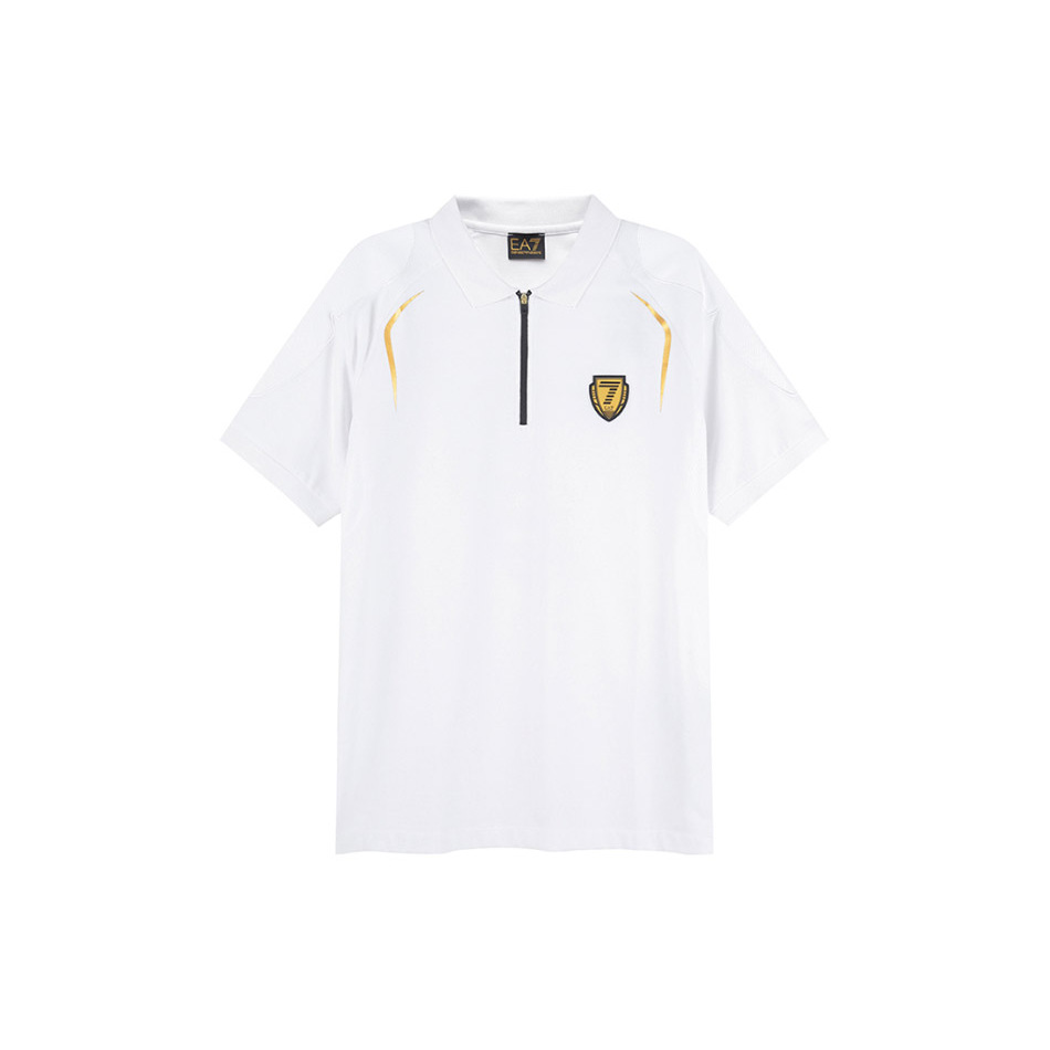 EMPORIO ARMANI阿玛尼 SS23 拼色Logo徽标短袖Polo衫 男款 白色