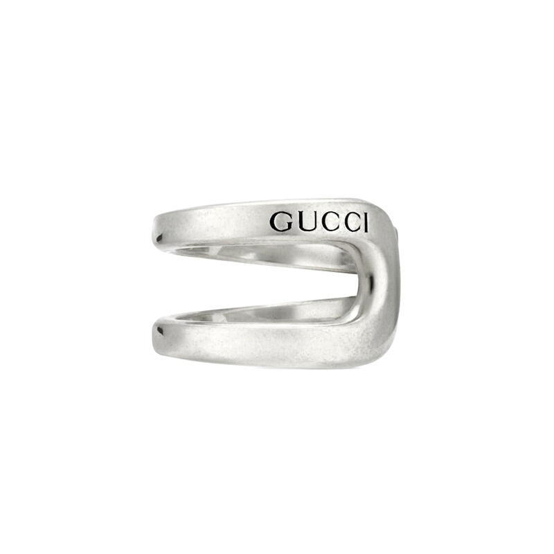 Gucci Horsebit Gucci Engraved Ring Women's Silver Color