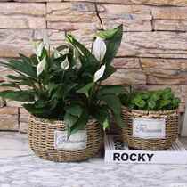 European creative straw flower pot flower blue woven basket Nordic style straw basket decorative flower basket woven straw basket ornaments