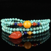 Original ore high porcelain high blue turquoise DIY bracelet wraps around the hand 3 times matched with Nanhong weighs 16 02g