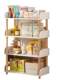 Simple Desk-Side Table, Trendy Movable Small Bookshelf with Wheels, Floor-Standing Multi-Layer Book Storage Rack