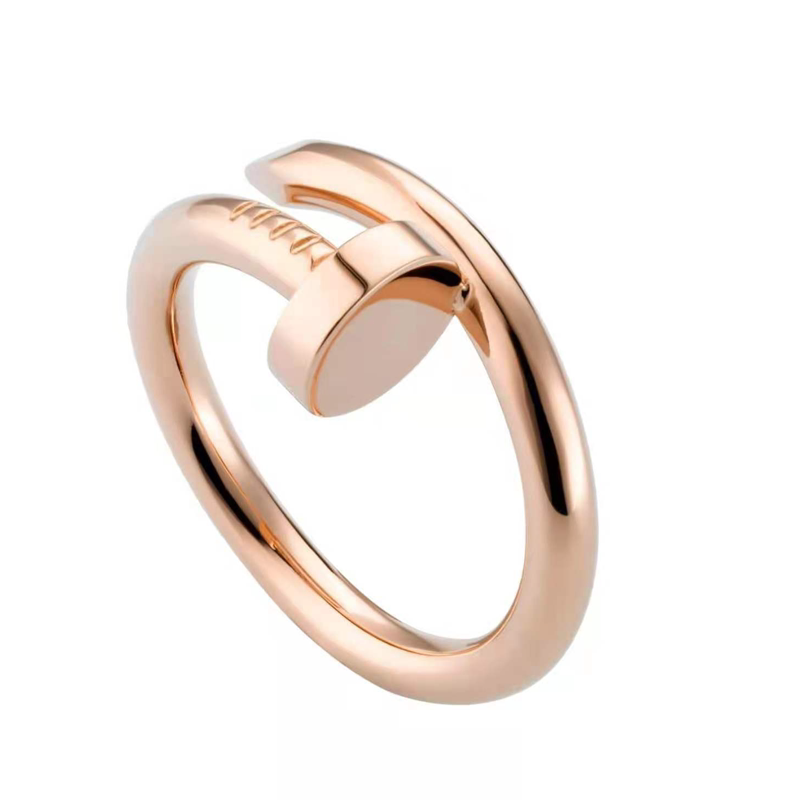 [9.9 New] Cartier Thick Rose Gold Women's Nail Ring Size 51