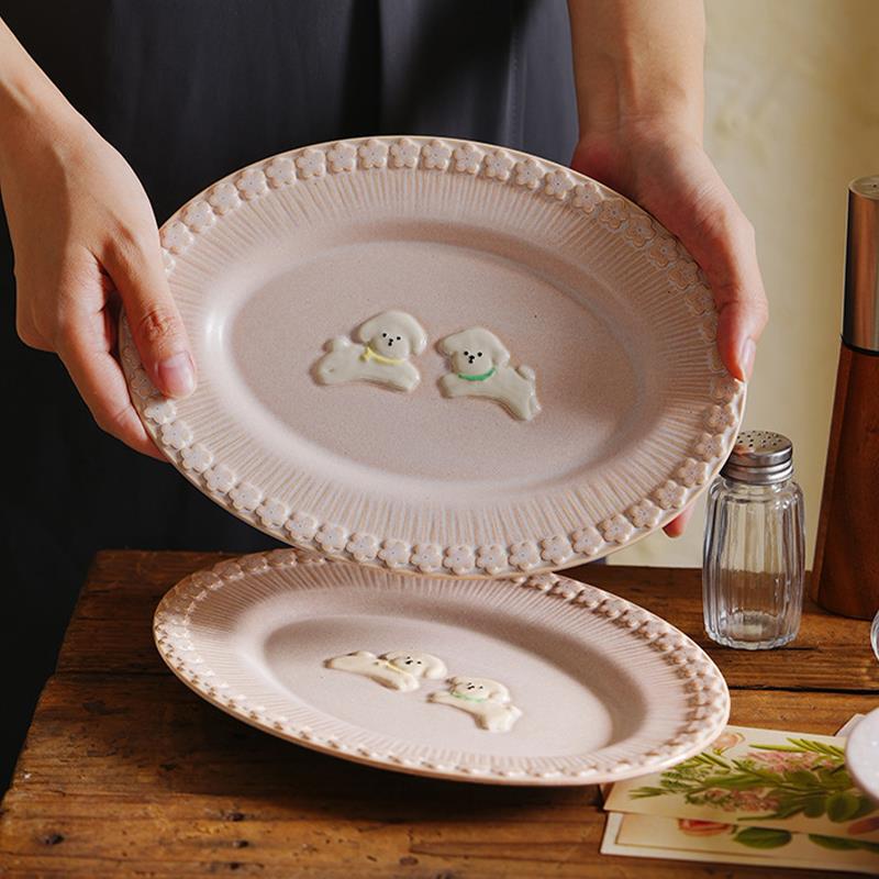Zeten's Bowl and Plate Set, Cute Children's Pink Ceramic Creative Dish, High-Value Gift Tableware Zeten's Bowl and Plate Set, Cute Children's Pink Ceramic Creative Dish, High-Value Gift Tableware