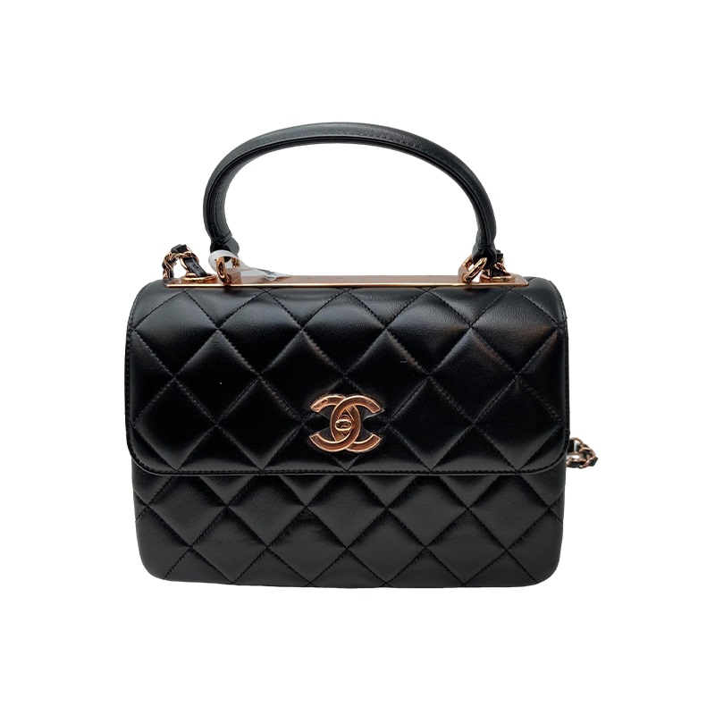Brand New Chanel Trendycc Black Rose Gold Lambskin Shoulder Handbag