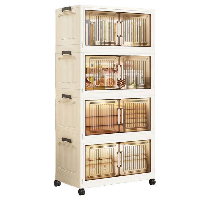 Thickened Snack Storage Rack Cabinet for Home Kitchen, Movable Storage Cabinet for Living Room, Foldable Floor Storage Cabinet, Bed Sheet Storage Cart