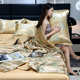 Summer washing silk four-piece set ice silk quilt, slim bed sheets, high-end light luxury nude sleeping bedding