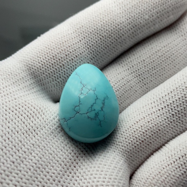 Natural turquoise sky blue water grass pattern water drop pendant inlaid with color