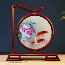 Suzhou embroidery finely polished pure handmade rosewood double-sided embroidery ornaments Wealth and Prosperity Chinese style craft gifts