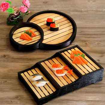 Special sashimi plate, creative japanese-style bamboo cooking box, special-shaped plate, hot pot, hotel and restaurant personalized wooden tableware