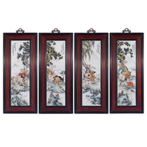 Sanyang Kaitai original collection hand-painted pastel animal pattern porcelain plate painting with four screens