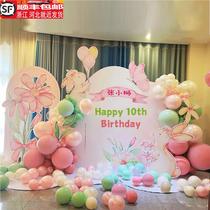 Baby Bunnys full moon 100-day banquet decoration scene layout for boys and girls 100-day ceremony balloon kt board background wall customization