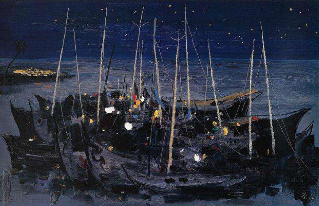 Limited edition print Sea Night autographed by Wu Guanzhong