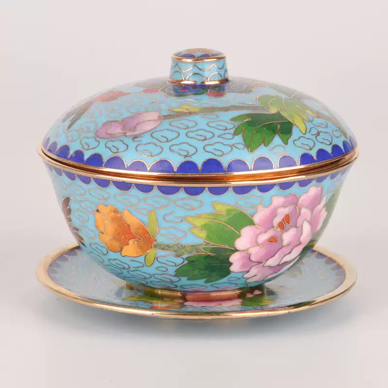 日本七宝烧】景泰蓝花瓶铜胎纯手工掐丝珐琅
