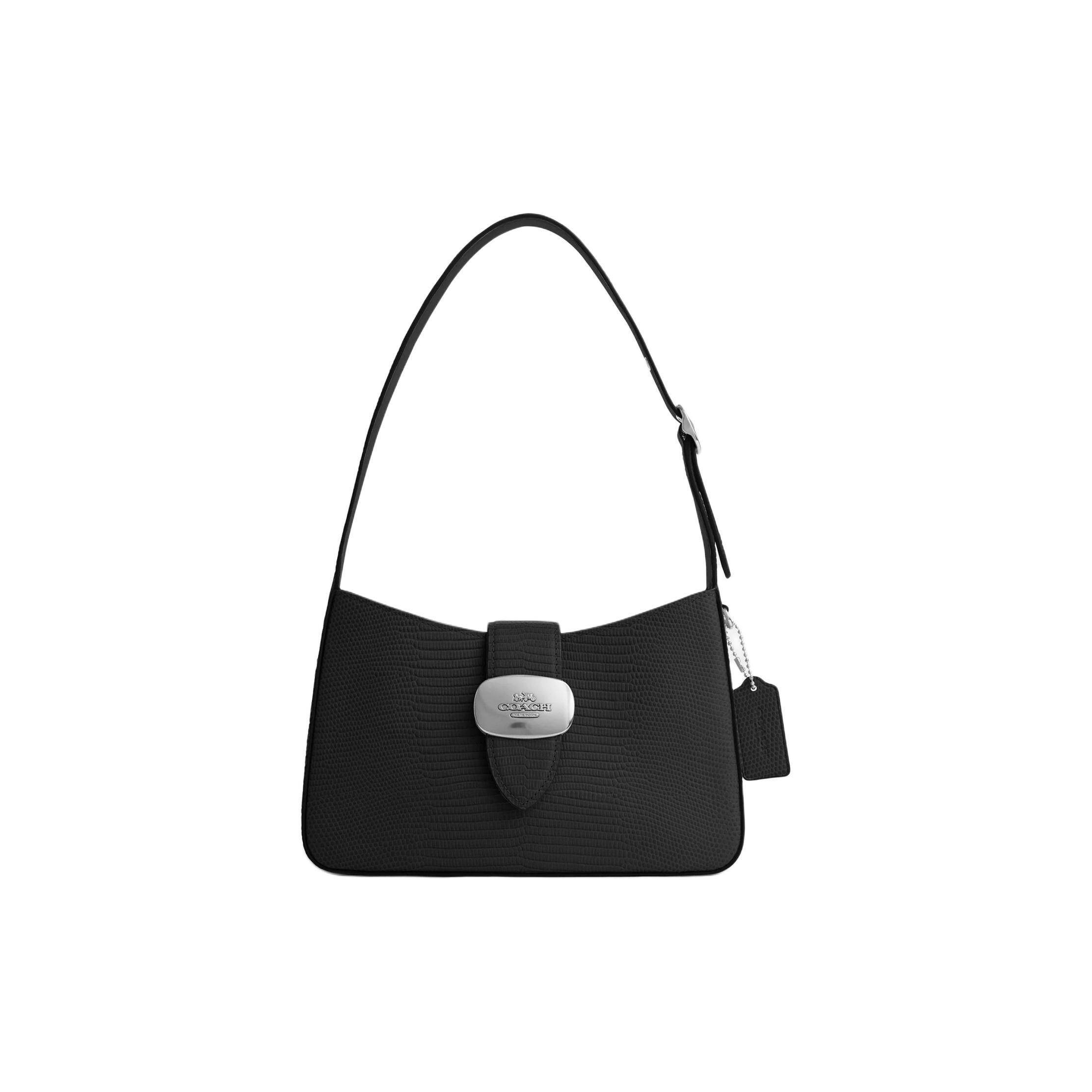 COACH蔻驰 Eliza 25 蜥蜴压纹皮革 手提单肩包 中号 女款 黑色