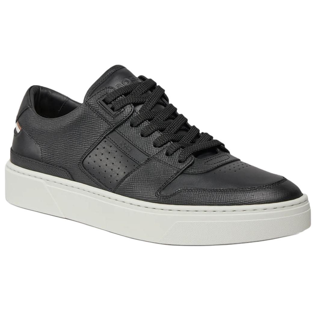 HUGO BOSS 圆头系带舒适 低帮 板鞋 男款 黑色 - 图1