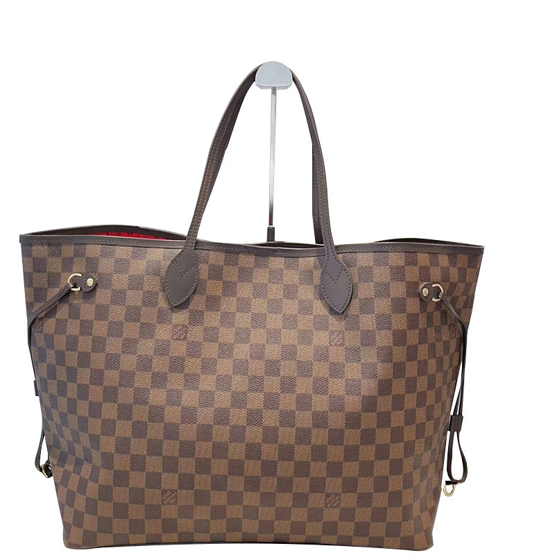 [98% New] Lv Louis Vuitton Neverfull Checkered Shopping Bag Women's Handbag Shoulder Bag Authentic