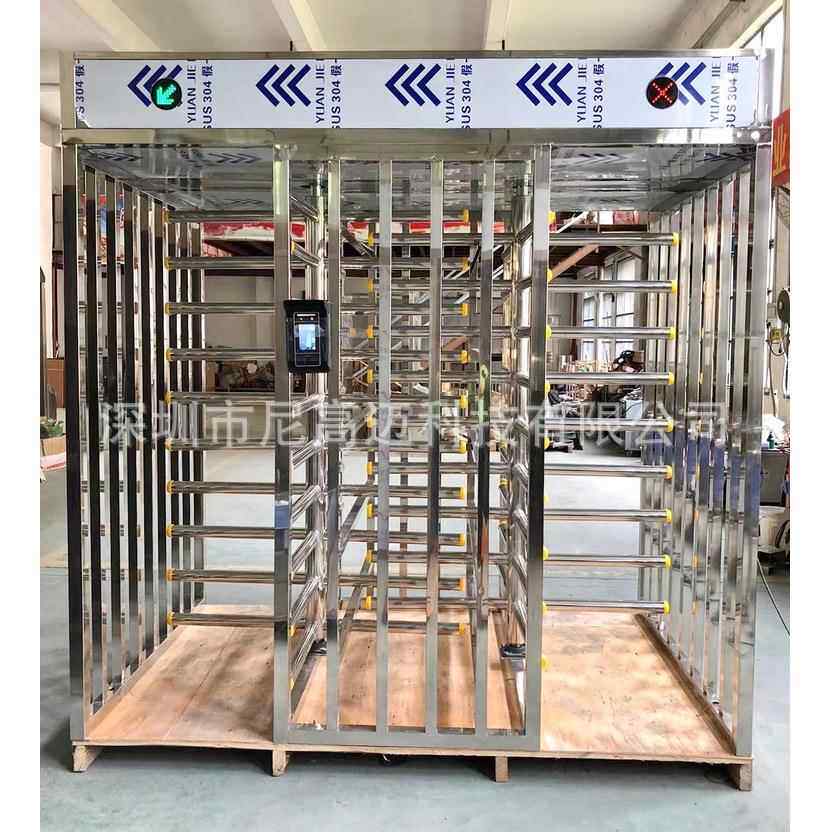 Double-channel full-height turnstile, community construction site access control and attendance cross revolving fence gate, prison revolving door