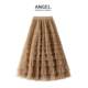 Mesh ruffled temperament skirt women's spring and autumn new style lady long skirt slimming cake skirt customization