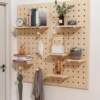 Hole board storage rack shape custom solid wood entrance hall wall wall storage rack paint-free board storage shelf