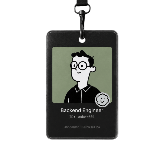 QoderWake AI Employee Badge