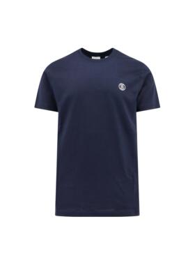 Burberry/博柏利 SS24 Logo字母印花圆领短袖T恤 男款 深蓝色