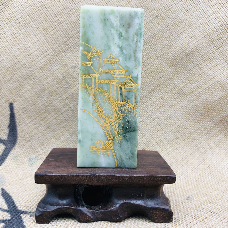 Source Goods (Seal) Four Famous Jade Fine Dushan Jade Ornament 270g a02