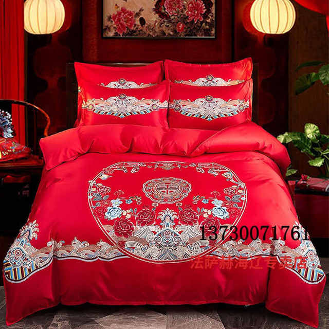 Disposable bed sheets four-piece set travel disposable bedding new wedding four-piece set big red thick bed