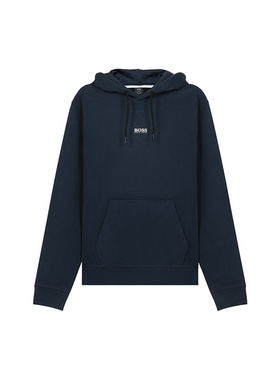 HUGO BOSS SS21 字母Logo图案宽松连帽卫衣 男款 暗蓝色