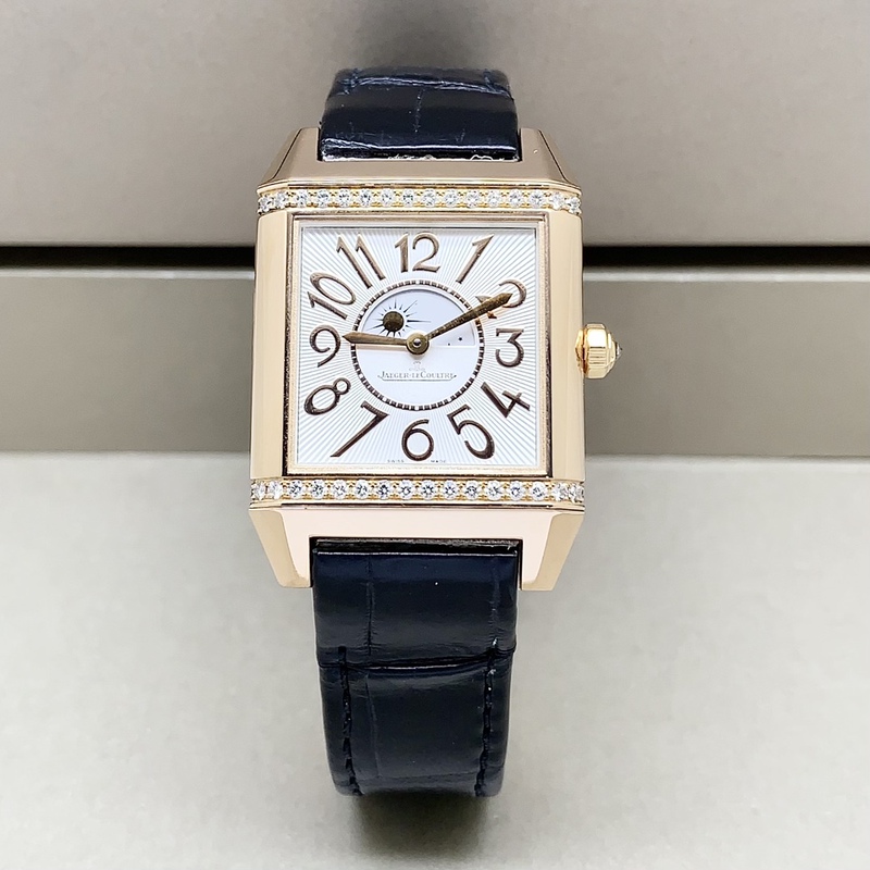 [9.8 New] Jaeger-Lecoultre Reverso Series 18K Gold Original Diamond-Encrusted Automatic Mechanical Watch for Men Genuine Watch
