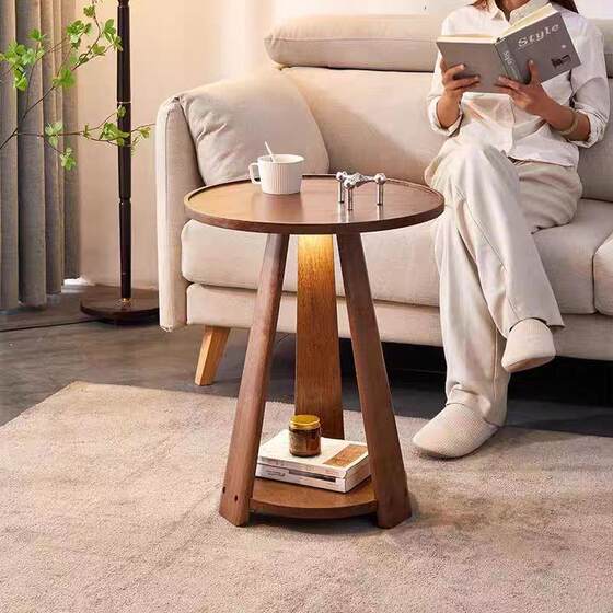 Huimei Living Room Small Coffee Table, Simple Modern Small Tea Table, Solid Wood Hotel and Homestay Sofa Side Table, Bedroom Small Round Table
