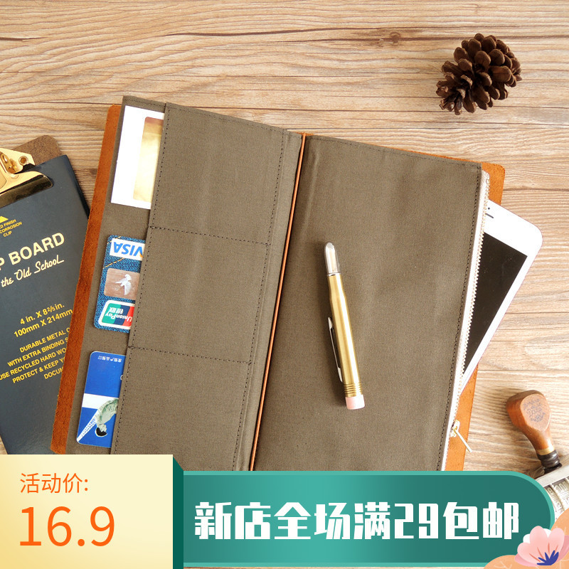 Tn Notebook Receipt Storage Zipper Bag Retro Lightweight Canvas Fabric Standard Passport Traveler Notebook Accessories