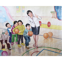 North Korean national painting enchères wide 1 5 m Kim Dong-hwan Peoples artist Learn Basketball Jin embroidery Mountain qy15