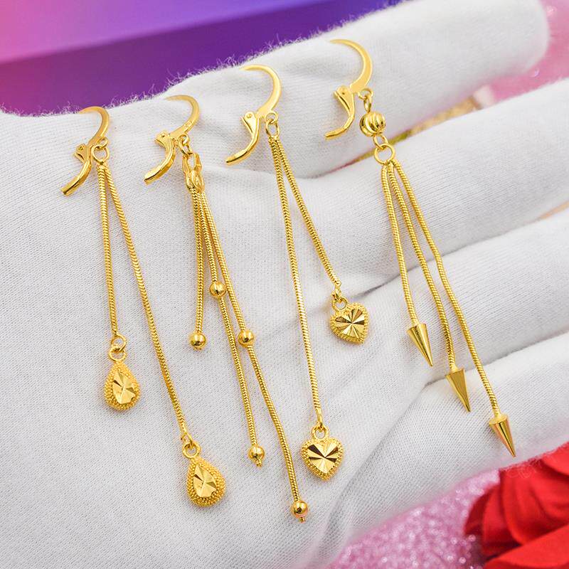 Zhou Dafu Huanmei Giant Boom Long Version Flow Su Gold Earbum 18K Gold Never Drops Color Sending Girlfriend Gift