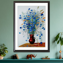 Embroidery hand embroidery Oil painting vase silk to four silk embroidery home decoration hanging painting high end