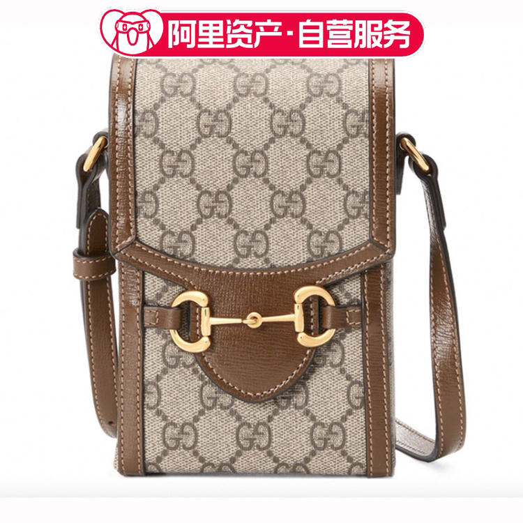 9.9 New Gucci 1955 Monogram Logo Horsebit Pvc and Leather Phone Bag 9.9 New Gucci 1955 Monogram Logo Horsebit Pvc and Leather Phone Bag