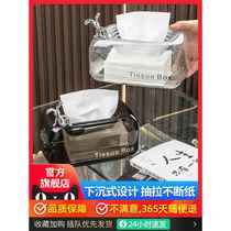 Light luxury style tissue box for home living room high-end napkin box creative bedroom sunken high-end desktop paper box