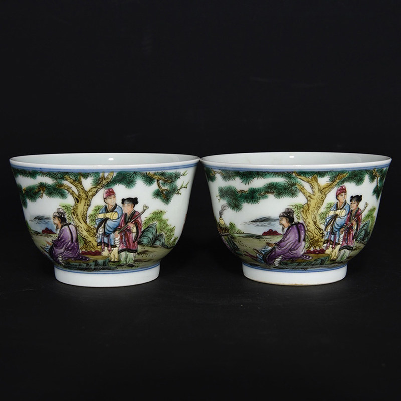 LY0837 Old Collection Qing Kangxi Style Pastel Character Story Cup