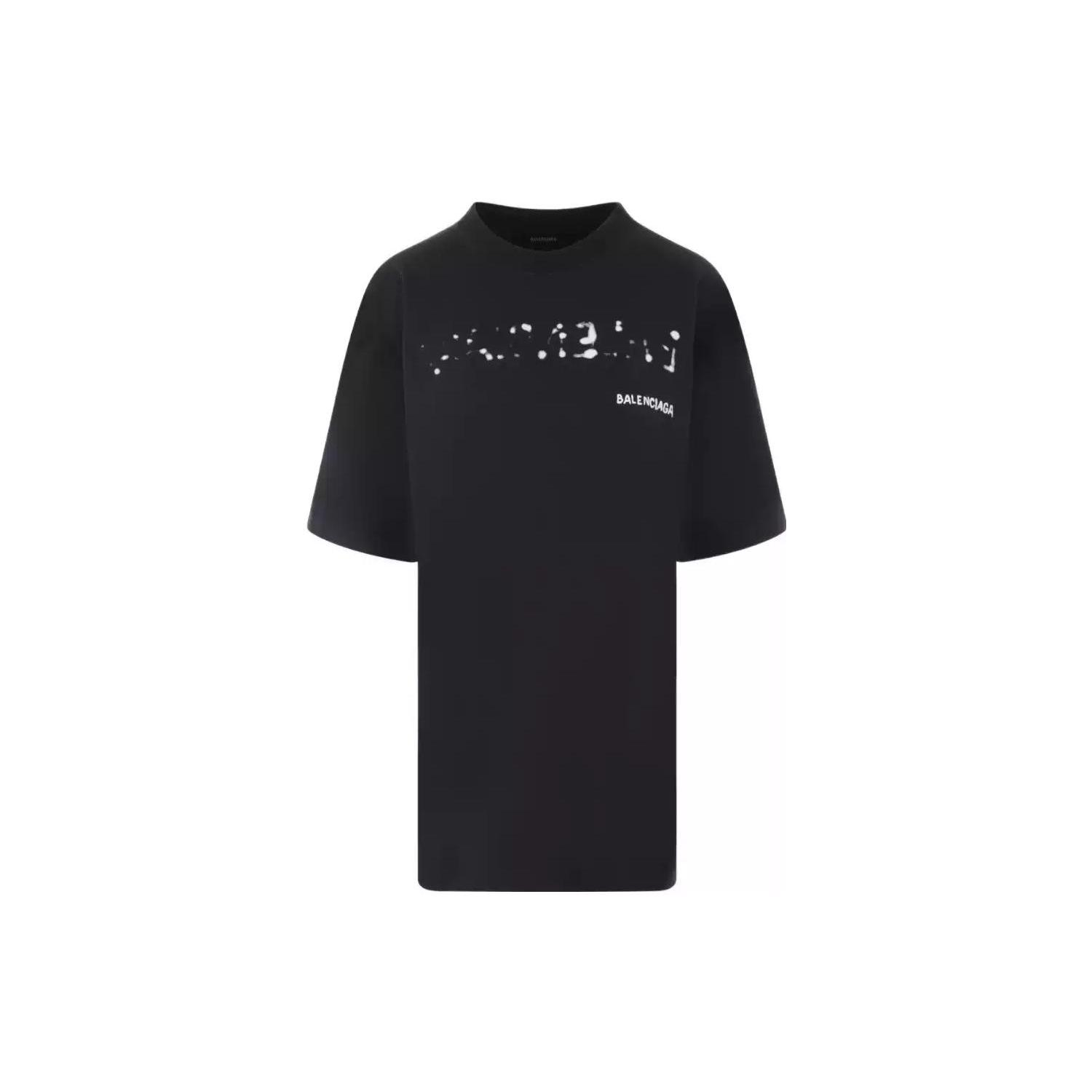 Balenciaga巴黎世家  FW23 Logo印花平纹针织短袖  落肩袖T恤