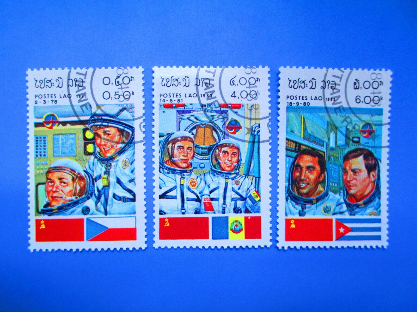 Foreign Stamps Laos 1983 International Astronautical Day Serving 3 Different Full 18 yuan