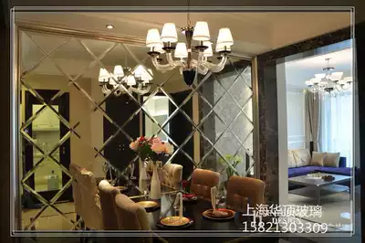 Diamond mirror car side mirror oblique side mirror background wall mirror living room dining room TV background high transparent silver mirror