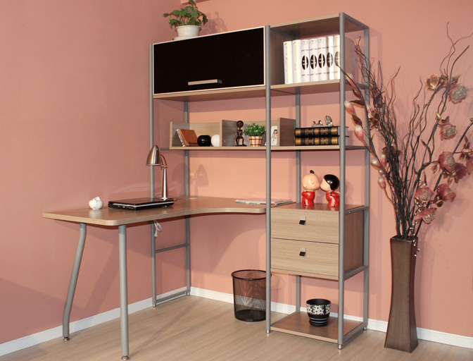 Ultra high popularity cat king style with changed furniture steel wood bookshelf desk bookcase combination ASF0001