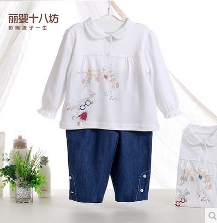 包邮丽婴十八坊春装女宝宝儿童外出服婴儿裙套装公主裙子套装8074
