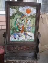 Qing Dynasty Boutique Integrity Redwood Surface Mirror Beauty Makeup Mirror Family Fittings 1 Glass Painting